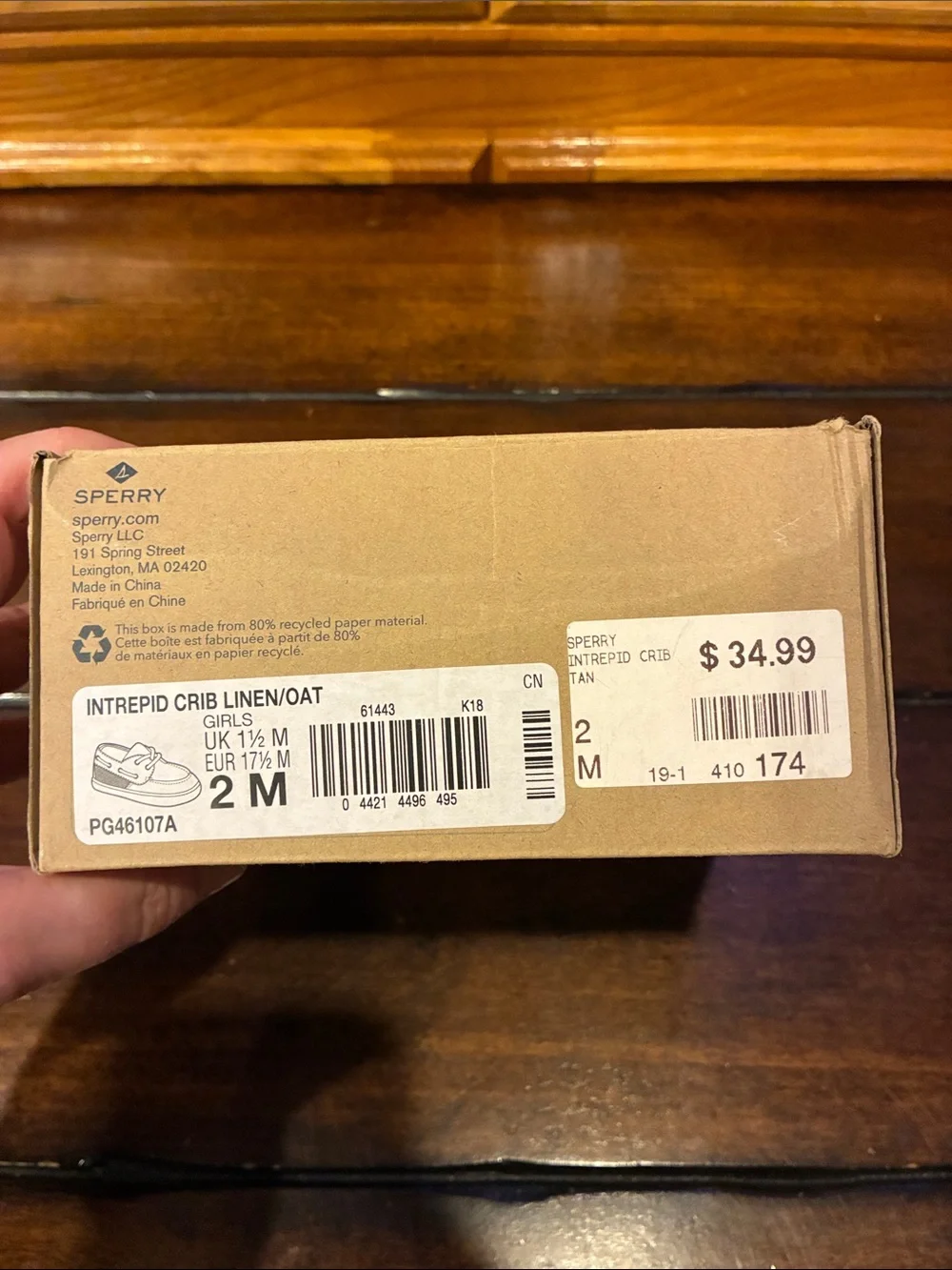 New Sperry Intrepid Size 2 Crib Shoes - Linen/Oat Top Siders Boat Shoes (ABBA)